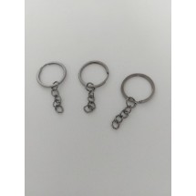 Кольца для брелоков с цепочкой 25 мм темное серебро, цена за 1 шт